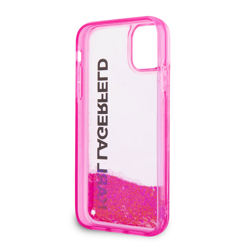 Apple iPhone 11 Kılıf Karl Lagerfeld Sıvılı Simli Elong Dizayn Kapak Pembe