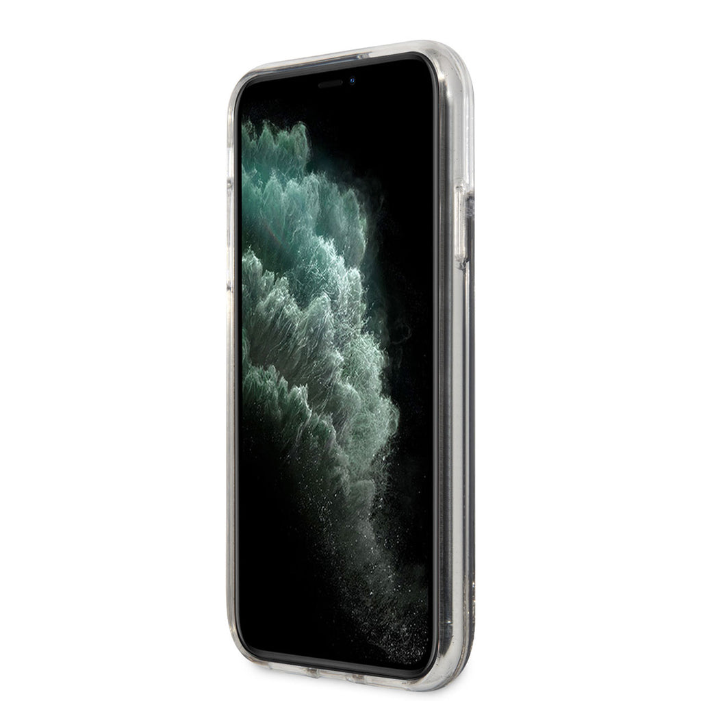 Apple iPhone 11 Kılıf Karl Lagerfeld Sıvılı Simli Gatsby Dizayn Kapak Siyah