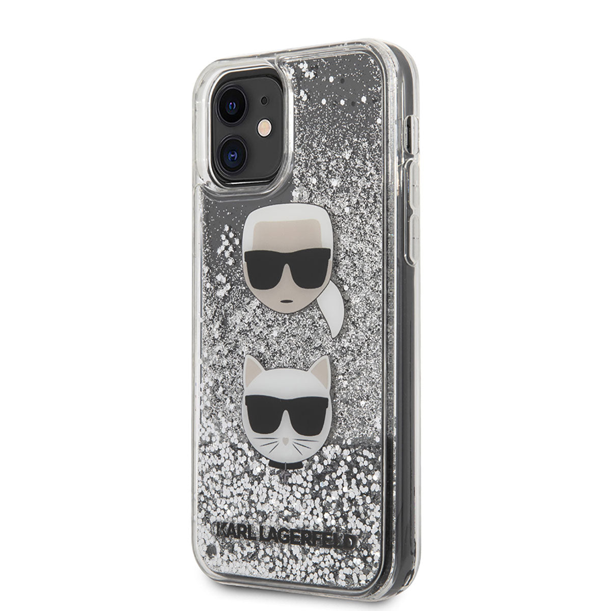 Apple iPhone 11 Kılıf Karl Lagerfeld Sıvılı Simli K&C Dizayn Kapak Gümüş
