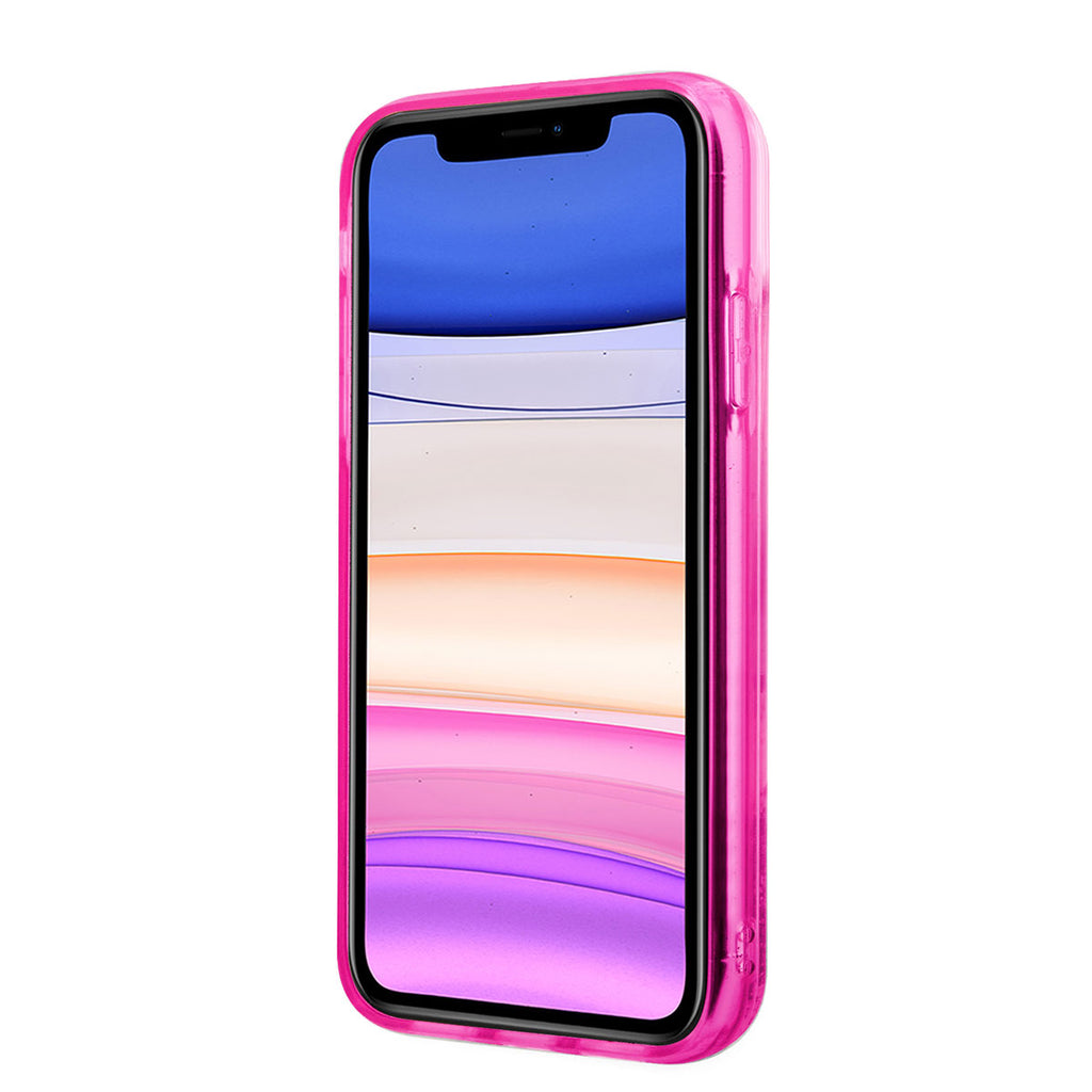 Apple iPhone 11 Kılıf Karl Lagerfeld Sıvılı Simli RSG Dizayn Kapak Pembe