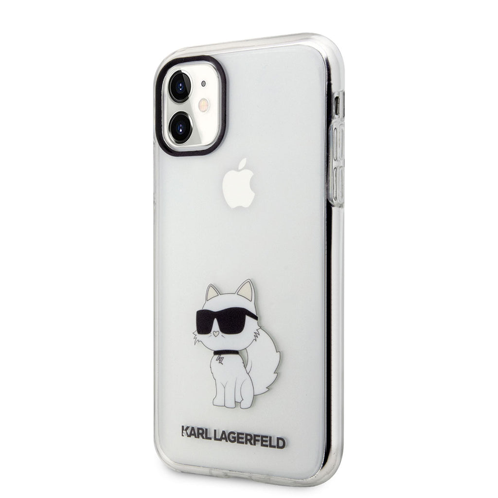 Apple iPhone 11 Kılıf Karl Lagerfeld Transparan Choupette Dizayn Kapak Renksiz