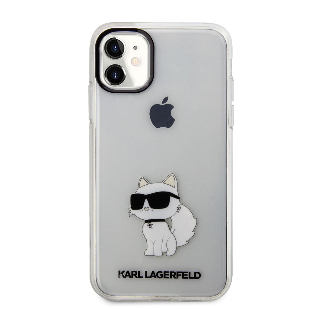 Apple iPhone 11 Kılıf Karl Lagerfeld Transparan Choupette Dizayn Kapak Renksiz
