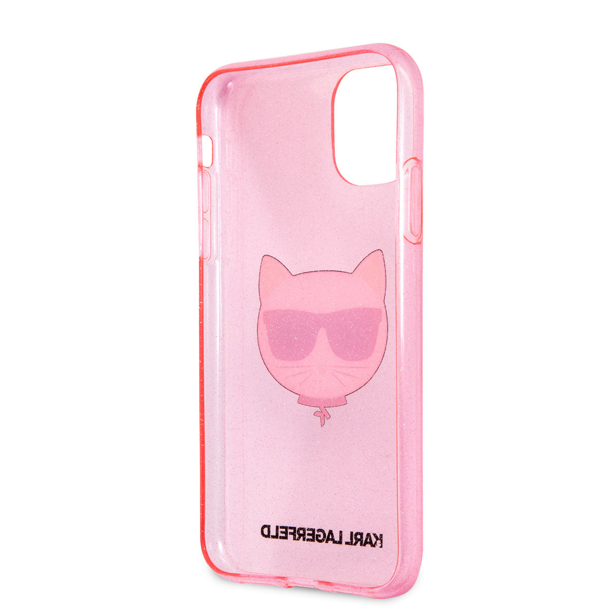 Apple iPhone 11 Kılıf Karl Lagerfeld Transparan Choupette Head Dizayn Kapak Pembe