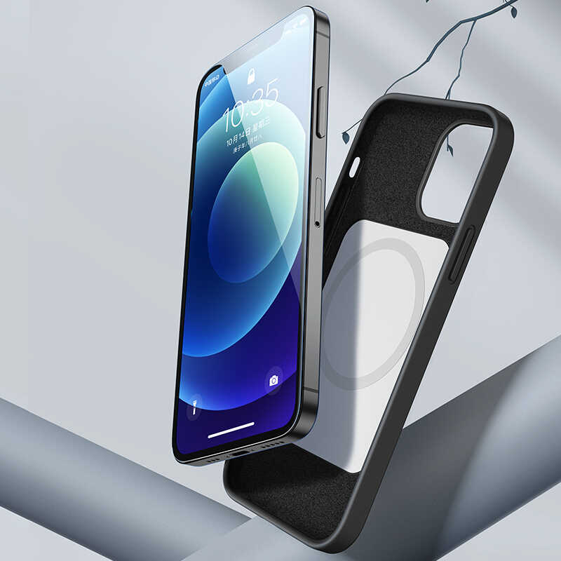 Apple iPhone 12 Kılıf Benks M-safe Magnetic Original Apple MFI Certified Silikon Kapak Mavi