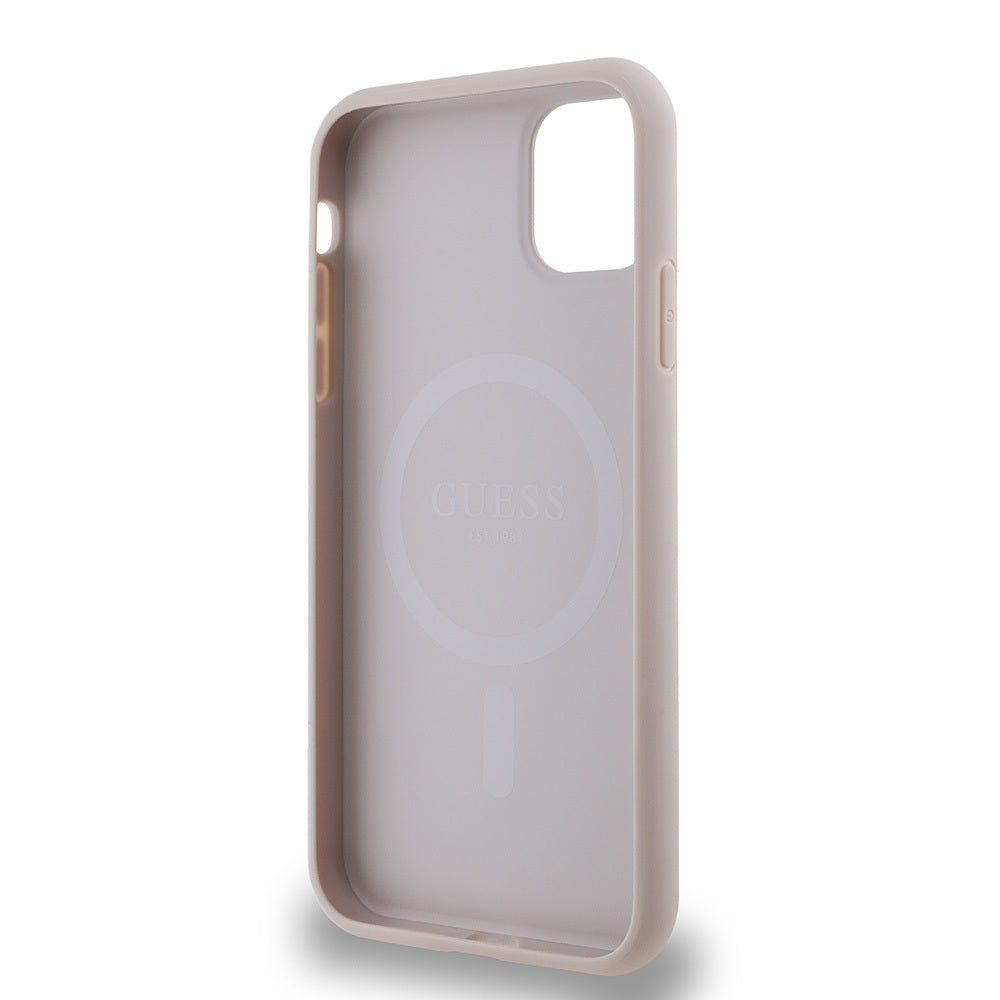 Apple iPhone 12 Kılıf Guess Orjinal Lisanslı M-safe Şarj Özellikli Small 4G Classic Kapak Siyah