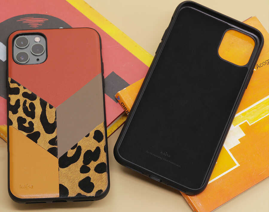 Apple iPhone 12 Kılıf Kajsa Glamorous Serisi Leopard Combo Kapak Lacivert