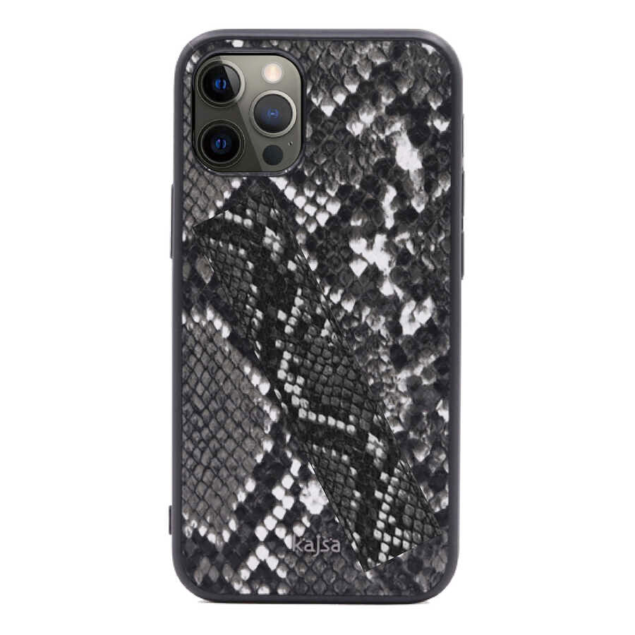 Apple iPhone 12 Kılıf Kajsa Glamorous Serisi Snake Handstrap Kapak Sarı