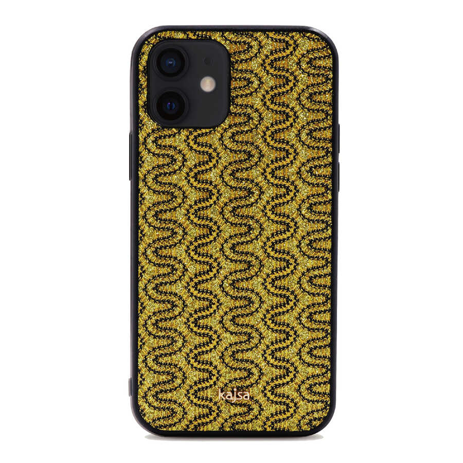 Apple iPhone 12 Kılıf Kajsa Glamorous Serisi Waterfall Pattern Kapak Mavi