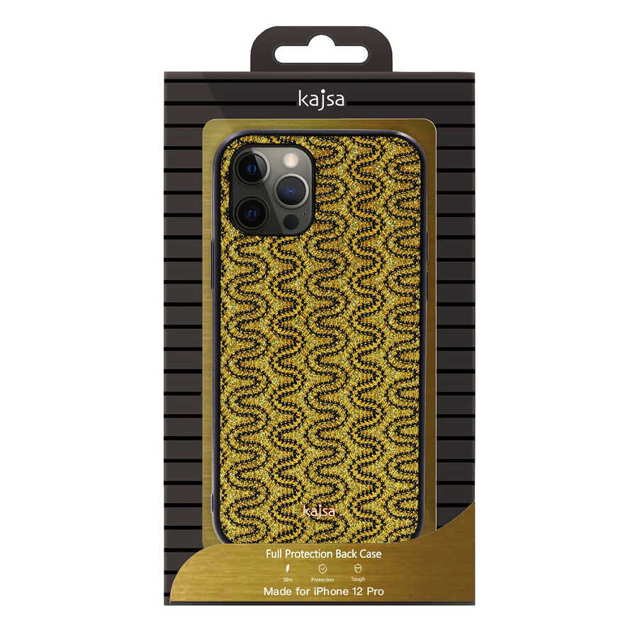 Apple iPhone 12 Kılıf Kajsa Glamorous Serisi Waterfall Pattern Kapak Yeşil