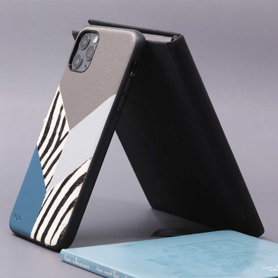 Apple iPhone 12 Kılıf Kajsa Glamorous Serisi Zebra Combo Kapak Mavi