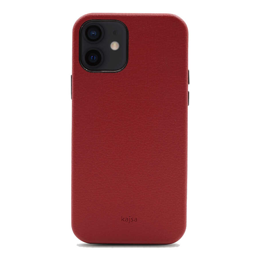 Apple iPhone 12 Kılıf Kajsa Litchi Kapak Kırmızı