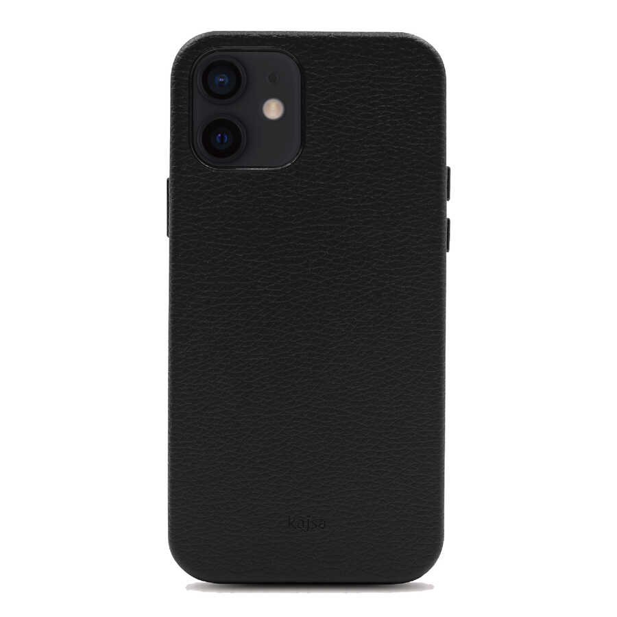 Apple iPhone 12 Kılıf Kajsa Litchi Kapak Siyah