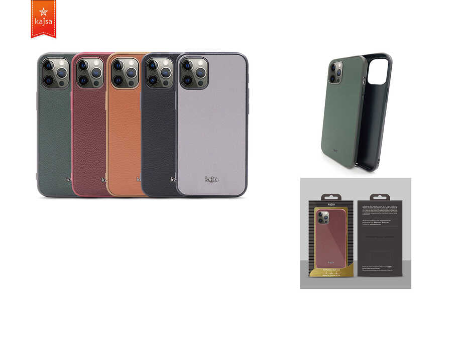 Apple iPhone 12 Kılıf Kajsa Luxe Collection Hakiki Deri Kapak Kırmızı