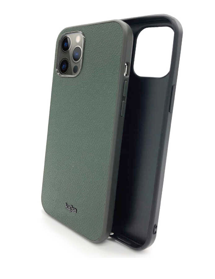 Apple iPhone 12 Kılıf Kajsa Luxe Collection Hakiki Deri Kapak Yeşil