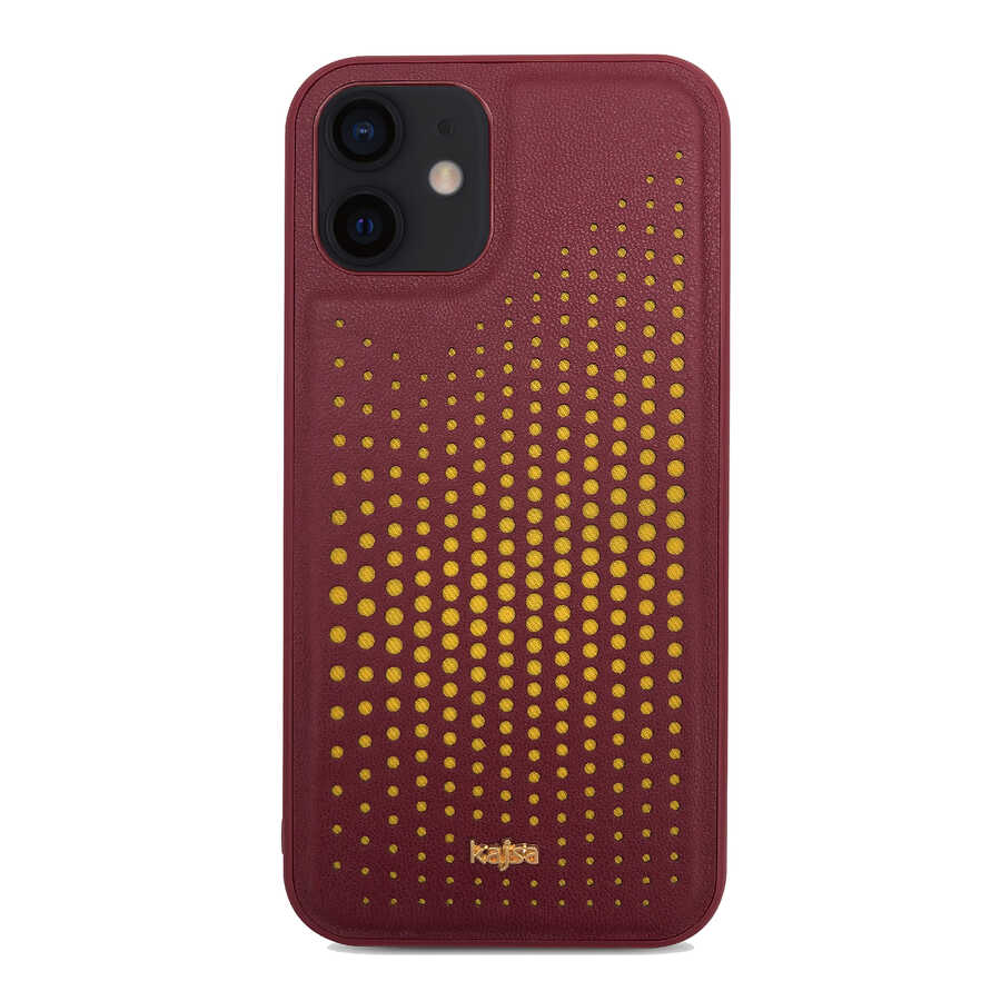 Apple iPhone 12 Kılıf Kajsa Splendid Serisi Circle Kapak Bordo