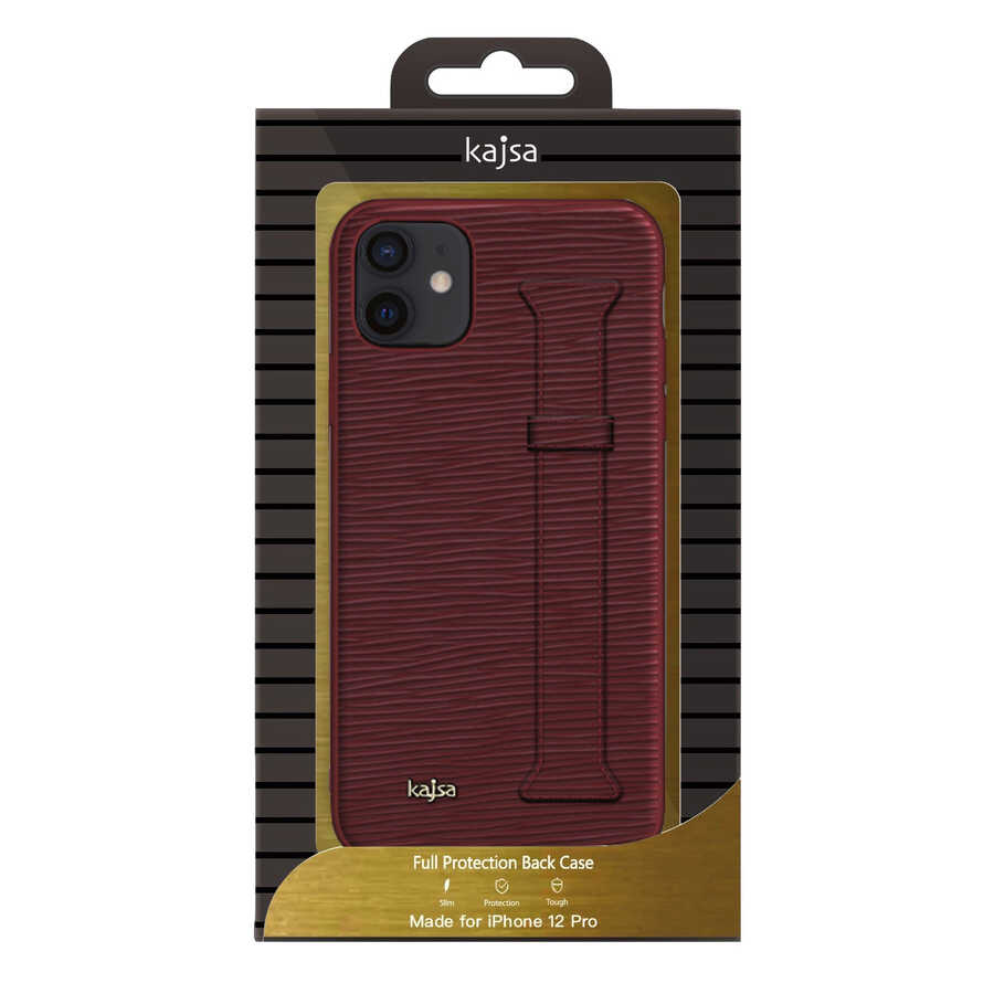 Apple iPhone 12 Kılıf Kajsa Wave Pattern Handstrap Kapak Yeşil
