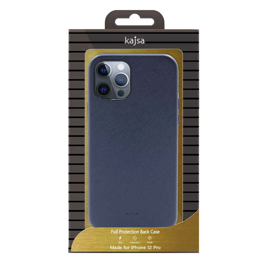 Apple iPhone 12 Kılıf Kajsa Woven Kapak Mavi