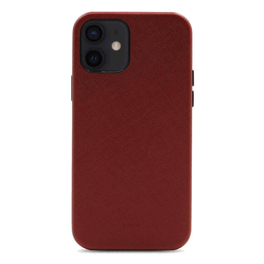 Apple iPhone 12 Kılıf Kajsa Woven Kapak Bordo