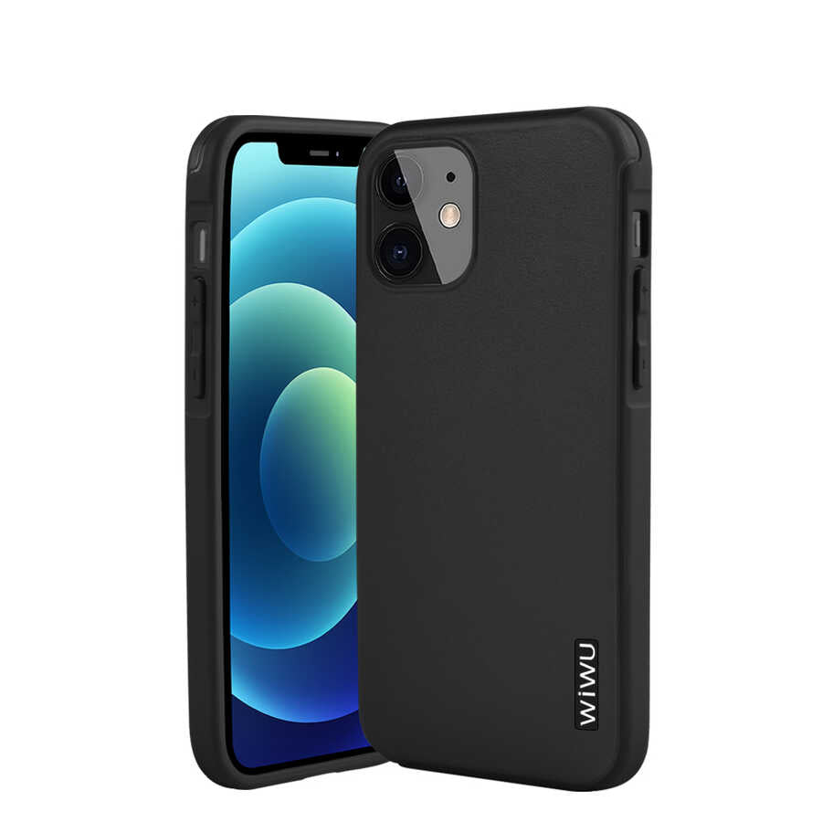 Apple iPhone 12 Kılıf Wiwu Sand Stone Kapak Siyah