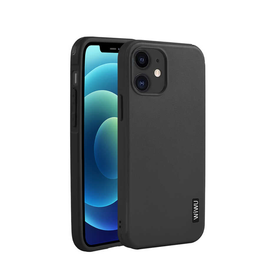 Apple iPhone 12 Mini Kılıf Wiwu Sand Stone Kapak Siyah