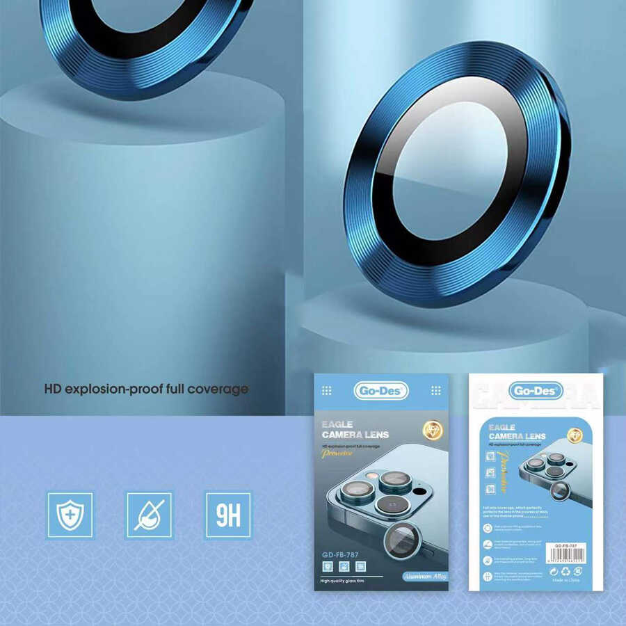 Apple iPhone 12 Pro Go Des Eagle Kamera Lens Koruyucu Lacivert