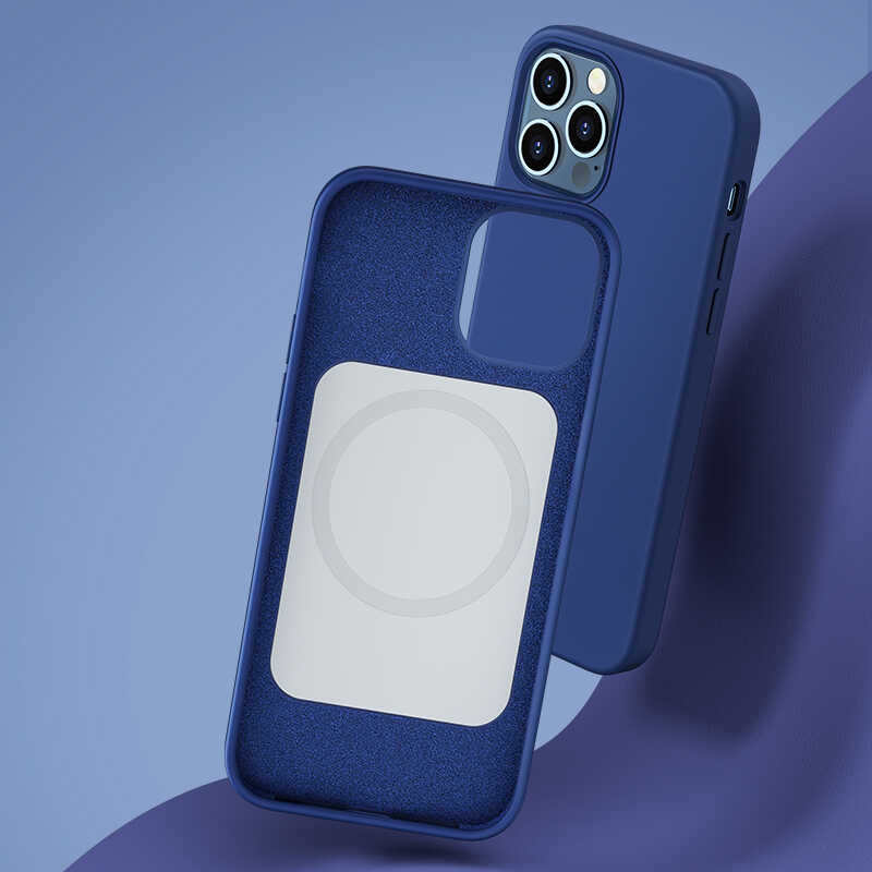 Apple iPhone 12 Pro Kılıf Benks M-safe Magnetic Original Apple MFI Certified Silikon Kapak Mavi