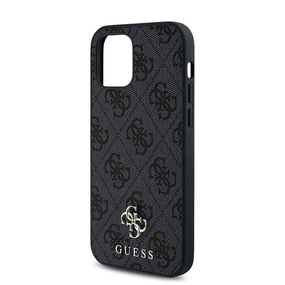 Apple iPhone 12 Pro Kılıf Guess Orjinal Lisanslı M-safe Şarj Özellikli Small 4G Classic Kapak Siyah