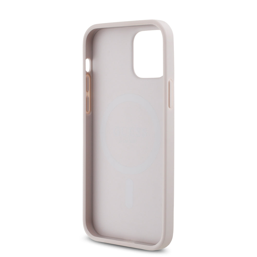 Apple iPhone 12 Pro Kılıf Guess Orjinal Lisanslı M-safe Şarj Özellikli Small 4G Classic Kapak Siyah