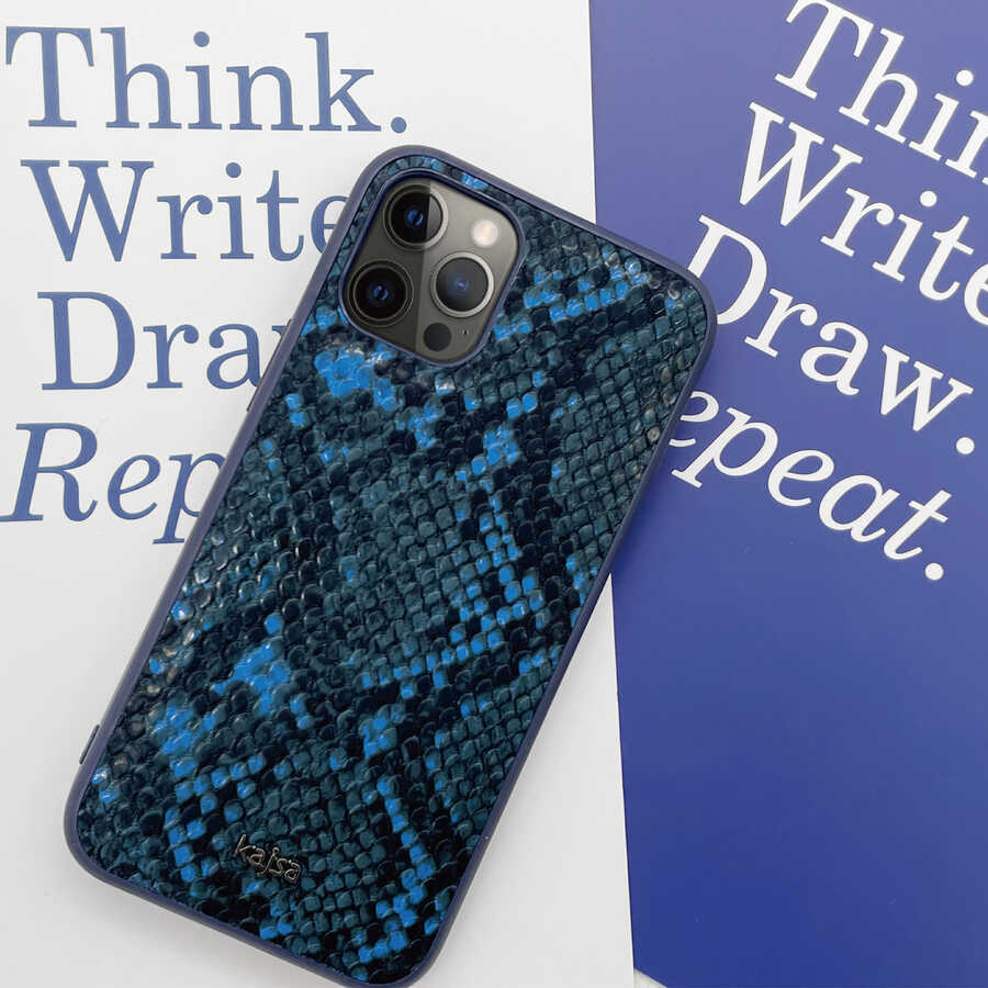 Apple iPhone 12 Pro Kılıf Kajsa Glamorous Serisi Snake Pattern Kapak Siyah
