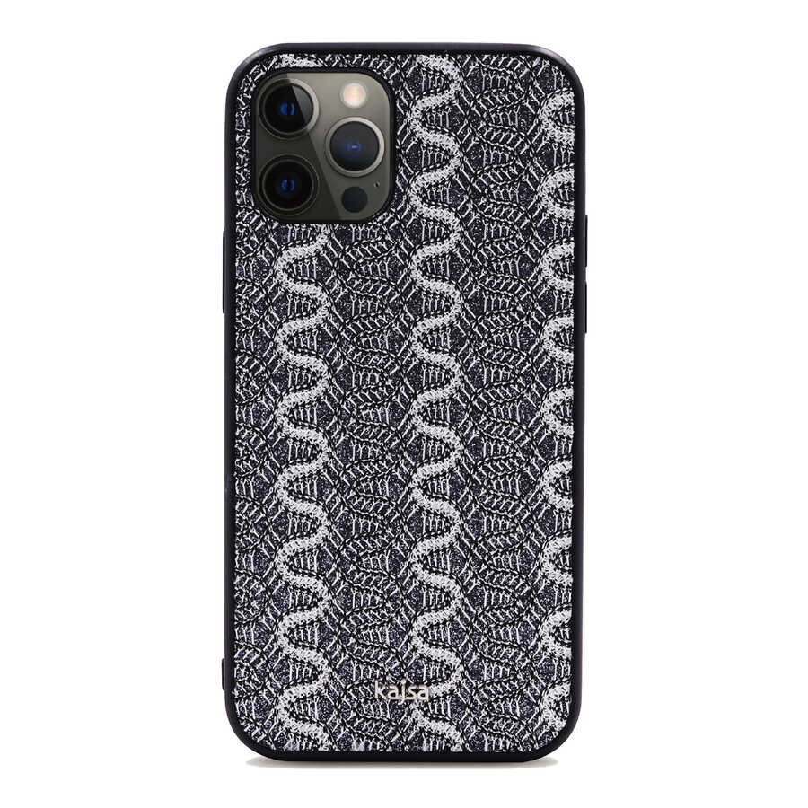 Apple iPhone 12 Pro Kılıf Kajsa Glamorous Serisi Waterfall Pattern Kapak Mavi
