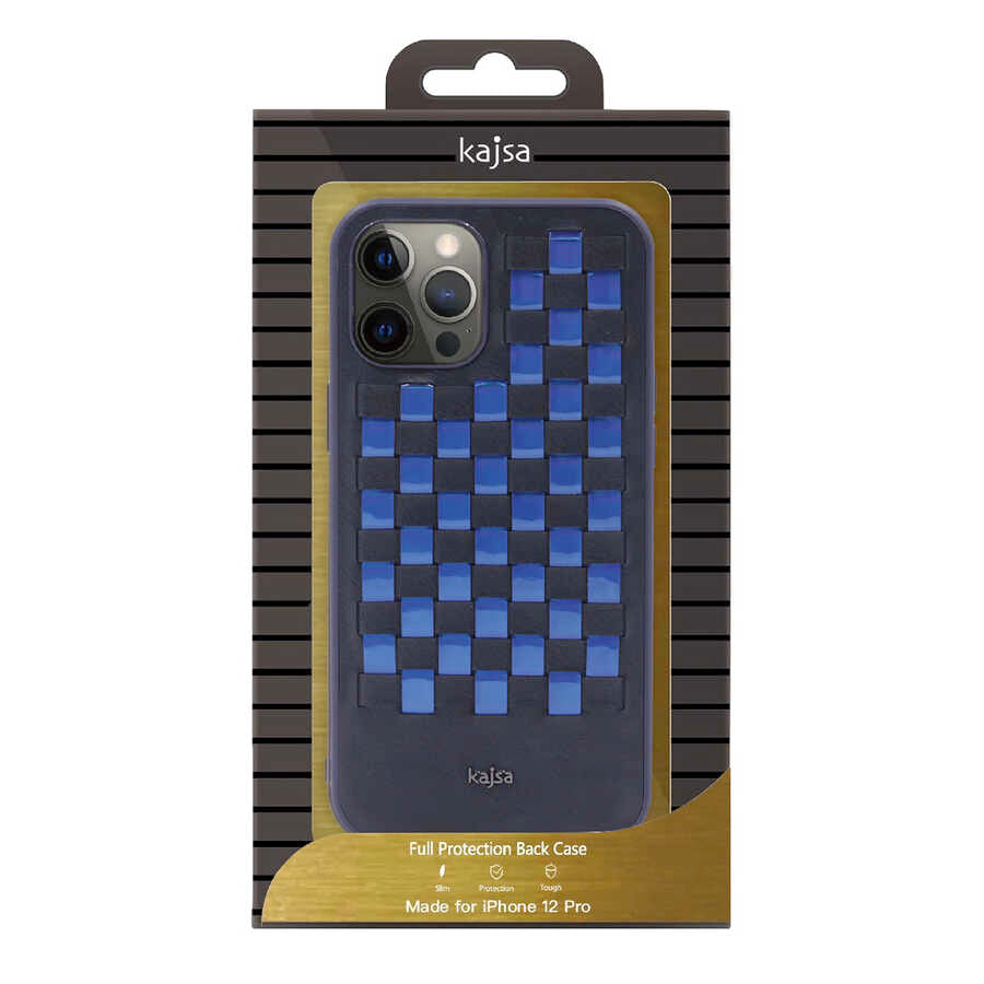 Apple iPhone 12 Pro Kılıf Kajsa Preppie Serisi Spotlight Woven Kapak Koyu Yeşil