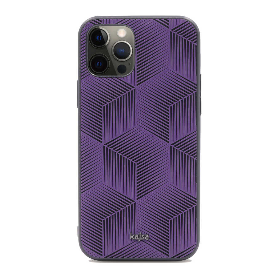 Apple iPhone 12 Pro Kılıf Kajsa Splendid Serisi 3D Cube Kapak Mavi