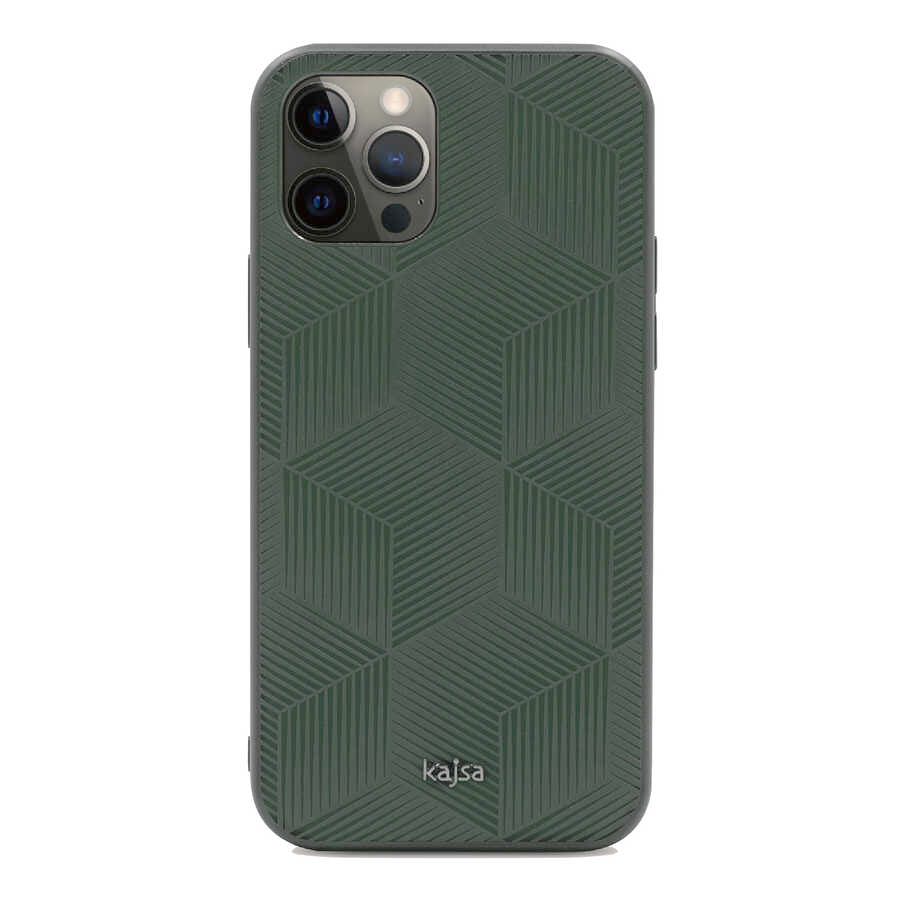 Apple iPhone 12 Pro Kılıf Kajsa Splendid Serisi 3D Cube Kapak Yeşil