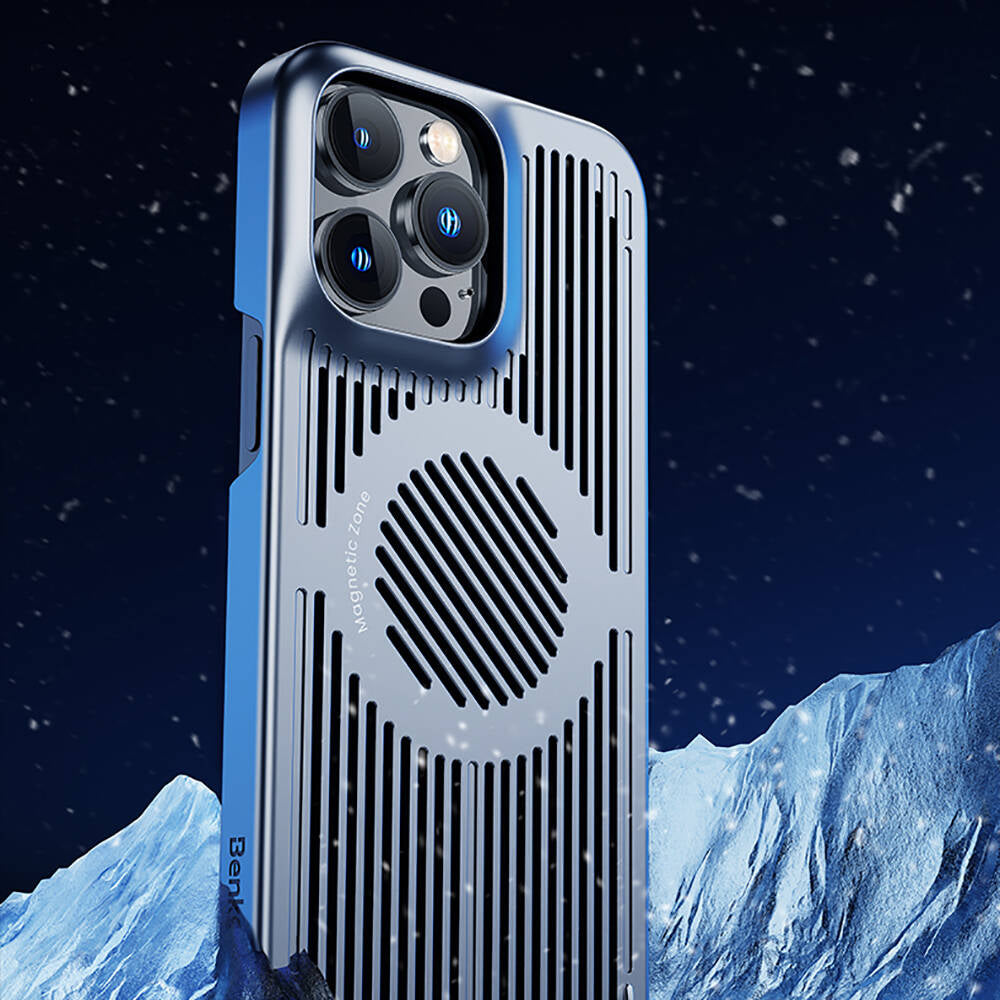 Apple iPhone 12 Pro Kılıf M-safe Şarj Özellikli Soğutucu Benks Biliz Kapak Gri