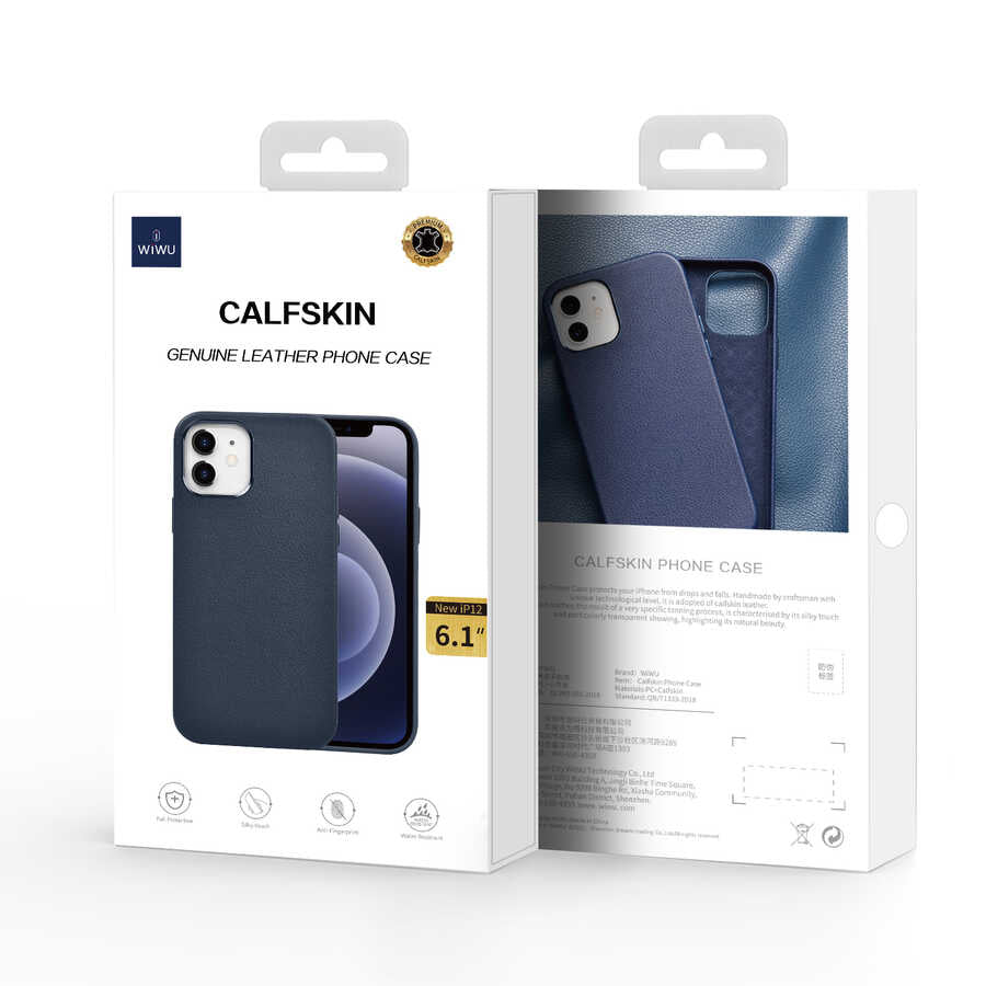 Apple iPhone 12 Pro Kılıf Wiwu Calfskin Kapak Siyah