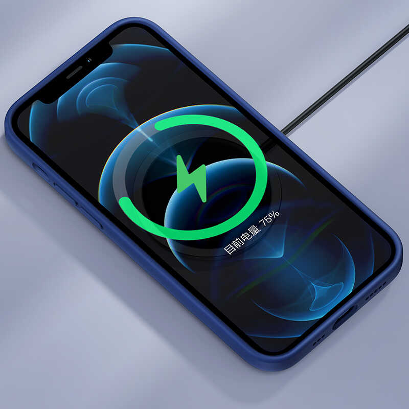 Apple iPhone 12 Pro Max Kılıf Benks M-safe Magnetic Original Apple MFI Certified Silikon Kapak Mavi