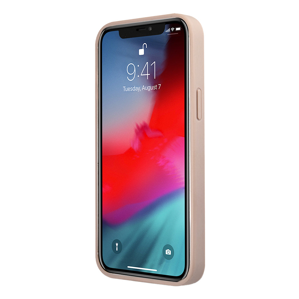 Apple iPhone 12 Pro Max Kılıf Guess Orjinal Lisanslı PU Deri Büyük Metal Logo Dizaynlı Kapak Kahverengi