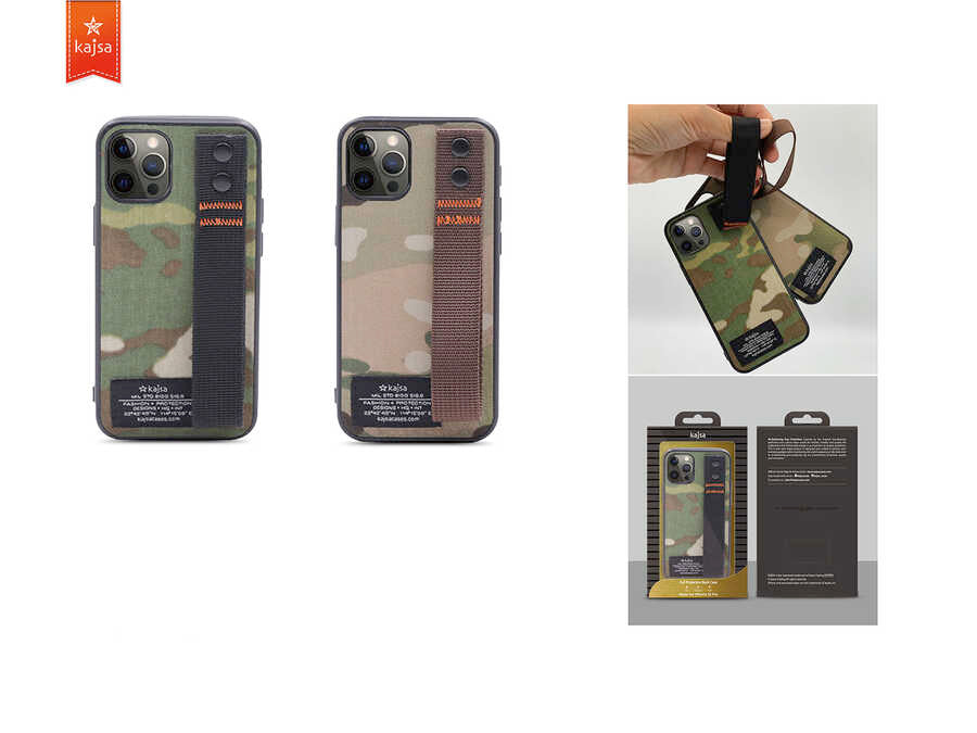 Apple iPhone 12 Pro Max Kılıf Kajsa Cordura Serisi Military Kapak Kahverengi