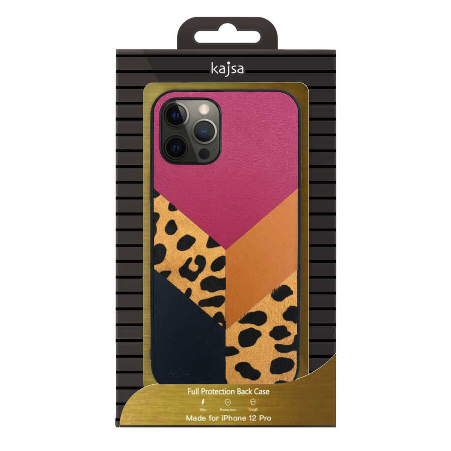 Apple iPhone 12 Pro Max Kılıf Kajsa Glamorous Serisi Leopard Combo Kapak Lacivert