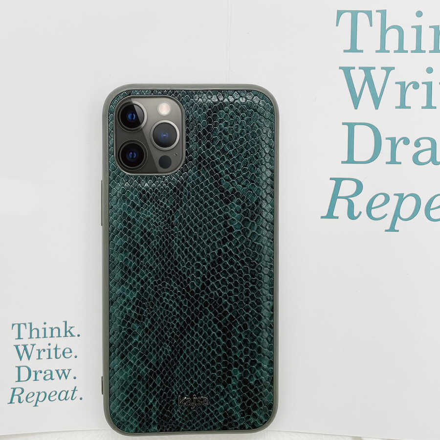 Apple iPhone 12 Pro Max Kılıf Kajsa Glamorous Serisi Snake Pattern Kapak Kırmızı