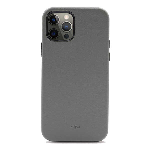 Apple iPhone 12 Pro Max Kılıf Kajsa Litchi Kapak Gri