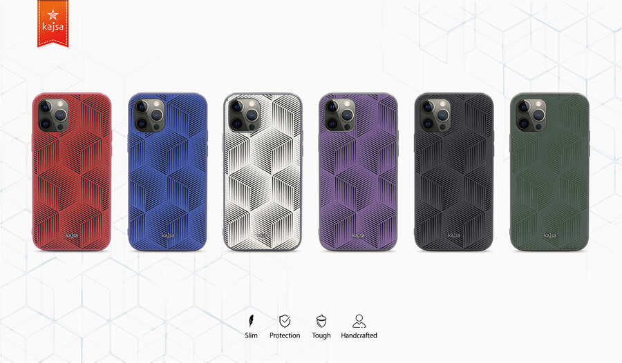 Apple iPhone 12 Pro Max Kılıf Kajsa Splendid Serisi 3D Cube Kapak Kırmızı