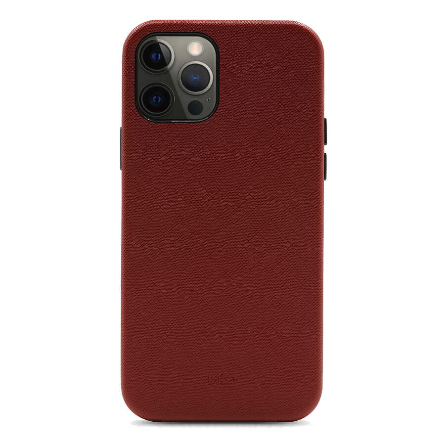 Apple iPhone 12 Pro Max Kılıf Kajsa Woven Kapak Bordo