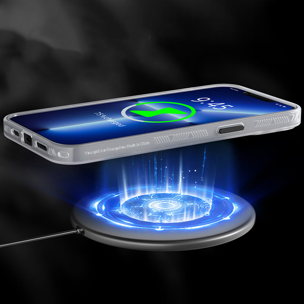 Apple iPhone 12 Pro Max Kılıf M-safe Şarj Özellikli YoungKit Metaverse Serisi Kapak Beyaz