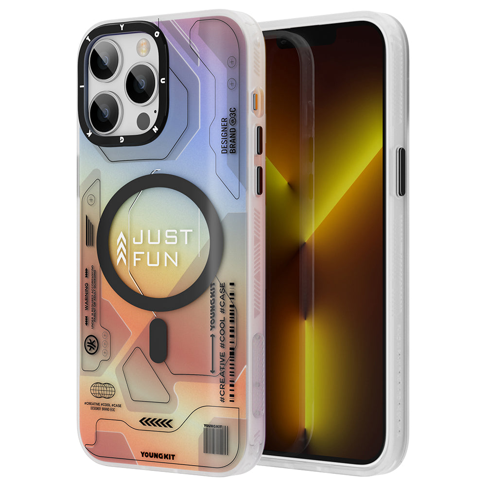 Apple iPhone 12 Pro Max Kılıf M-safe Şarj Özellikli YoungKit Metaverse Serisi Kapak Mavi