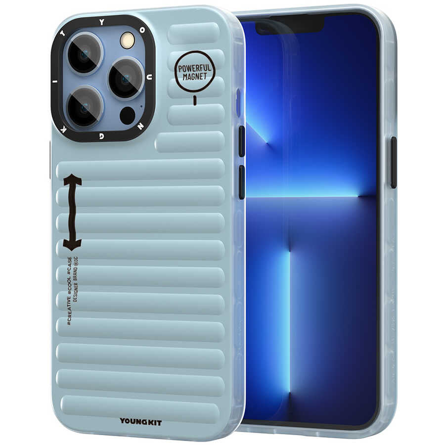 Apple iPhone 12 Pro Max Kılıf YoungKit Plain Coloured Serisi Kapak Mavi