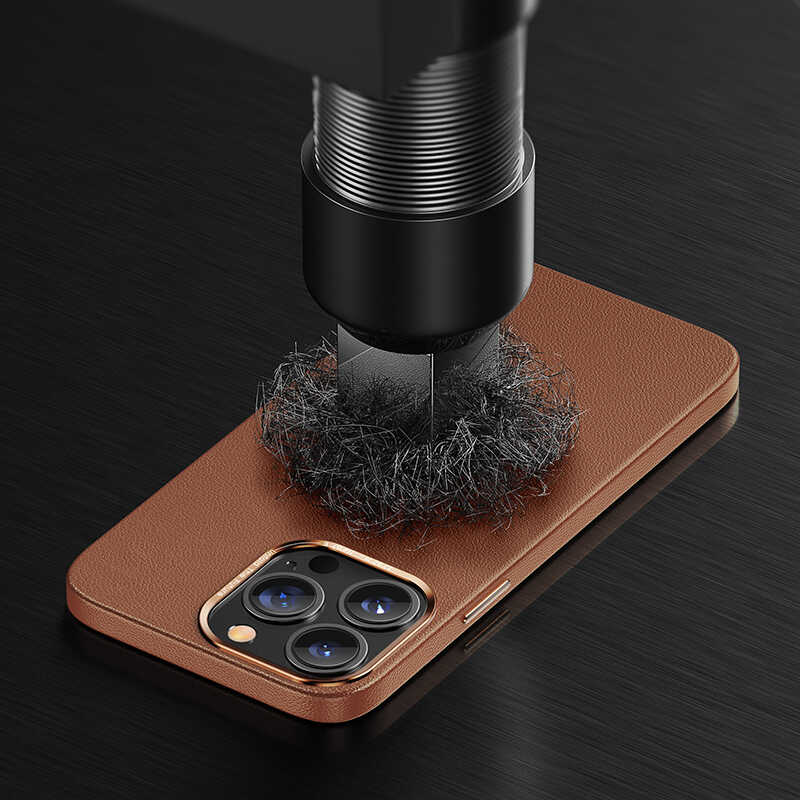 Apple iPhone 13 Kılıf Benks Magnetic Hakiki Deri Kılıf Kahverengi