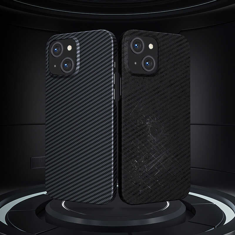 Apple iPhone 13 Kılıf M-safe Özellikli Karbon Fiber Benks Essential Kevlar Kapak Siyah