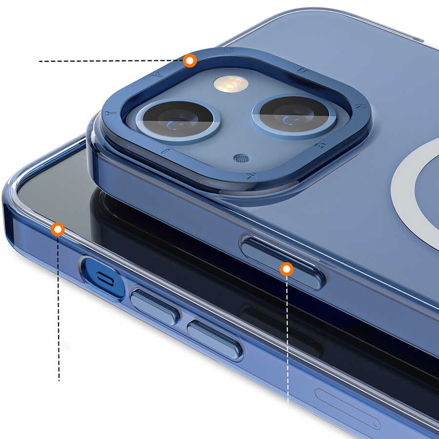 Apple iPhone 13 Kılıf M-safe Şarj Özellikli Youngkit Coloured Glaze Serisi Kapak Siyah