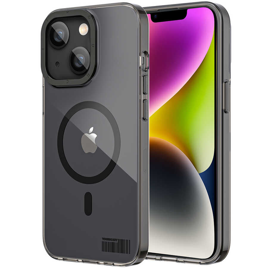 Apple iPhone 13 Kılıf M-safe Şarj Özellikli Youngkit Coloured Glaze Serisi Kapak Beyaz